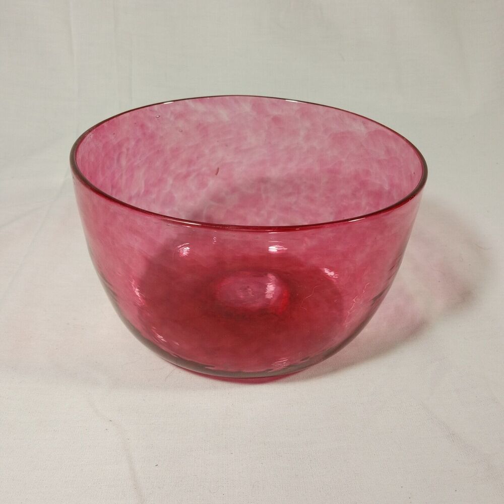 Signed Cranberry Wimberley Glass Works Vase. Dated 1999 Ruby Swirls, Handcrafted